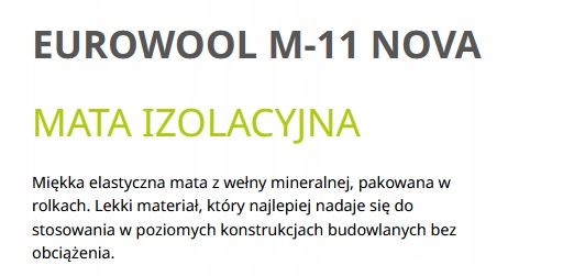 WEŁNA MINERALANA EUROWOOL M-17 0,035 20 CM Marka Eurowool