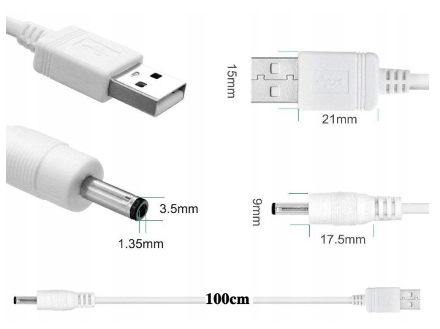 KABEL USB ŁADOWARKA DO SCZOTECZKI FOREO LUNA MINI GO DC 3,5MM USB 1M Złącza USB - inne złącze