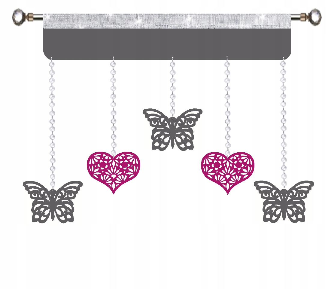 

Firana Panel ozdo ażur Girlanda motyl serce Glamur