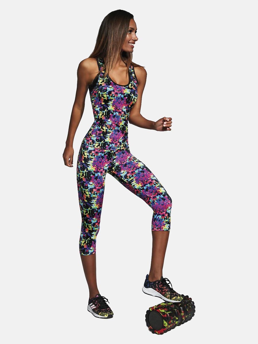Damskie legginsy sportowe 3/4 multikolorowe Bas Bleu, r. M