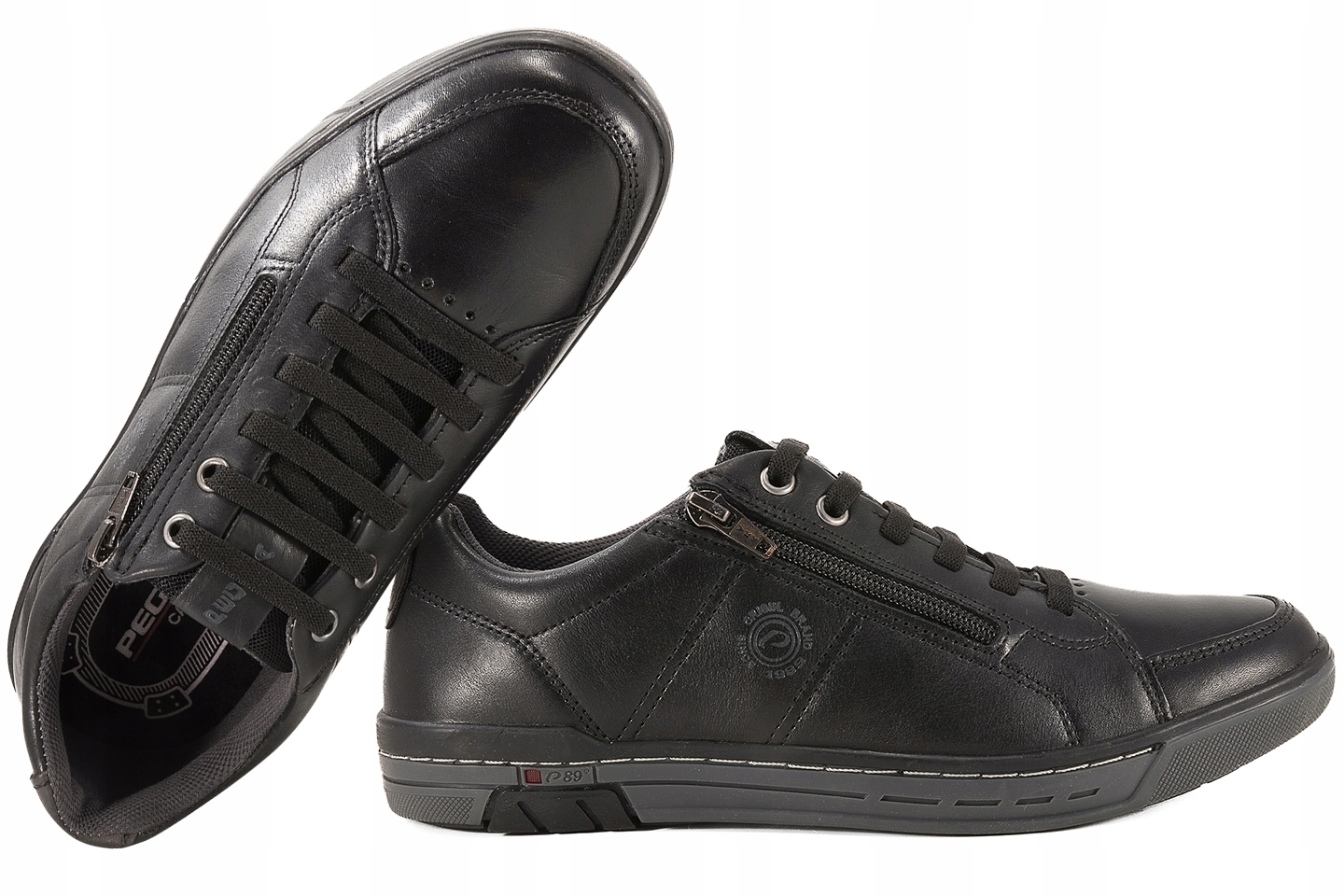 Pegada 119313-04 Polobotky Casual Kožené Pánské Černé Tenisky 42 Černá