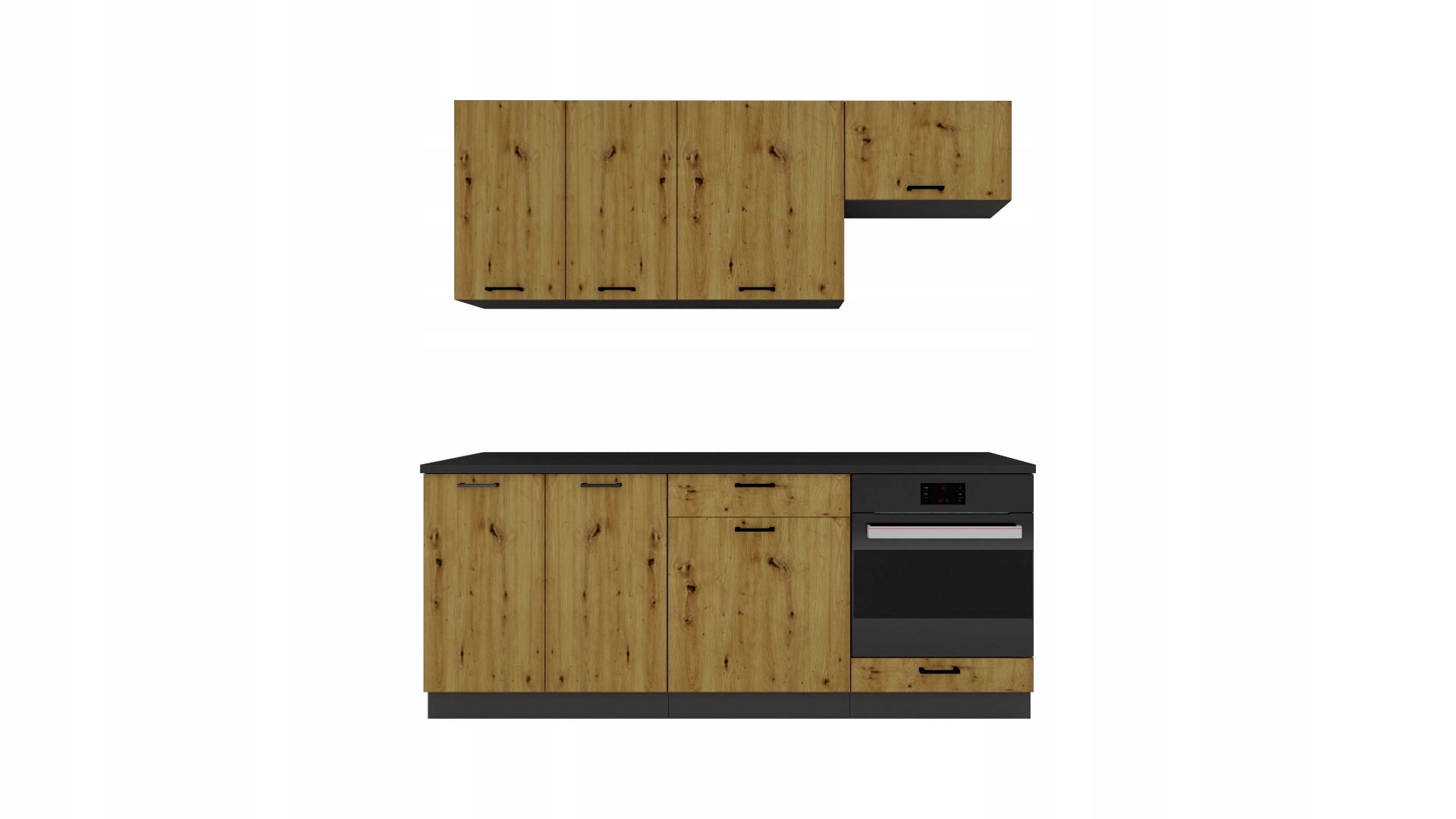 DĄB ARTISAN KUCHNIA DENVER ZESTAW 200 cm STYL NOWOCZESNOŚĆ FUNKCJONALNOŚĆ
