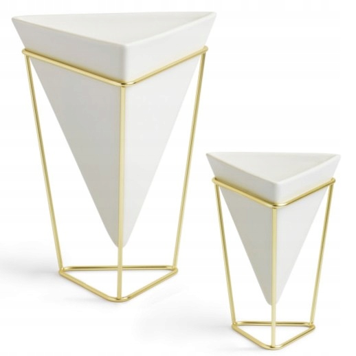 Dekorativní keramické květináče bílé zlaté na květiny, ozdobné bylinky Trigg