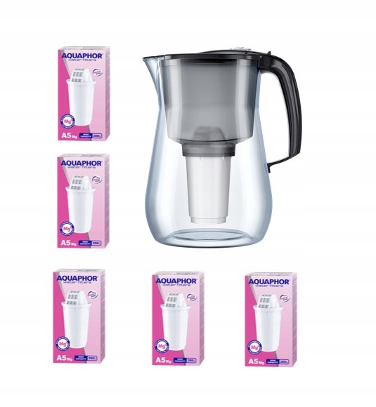 Dzbanek filtrujący Aquaphor Provence 4.2 l z 5 wkładami A5 Mg, czarny