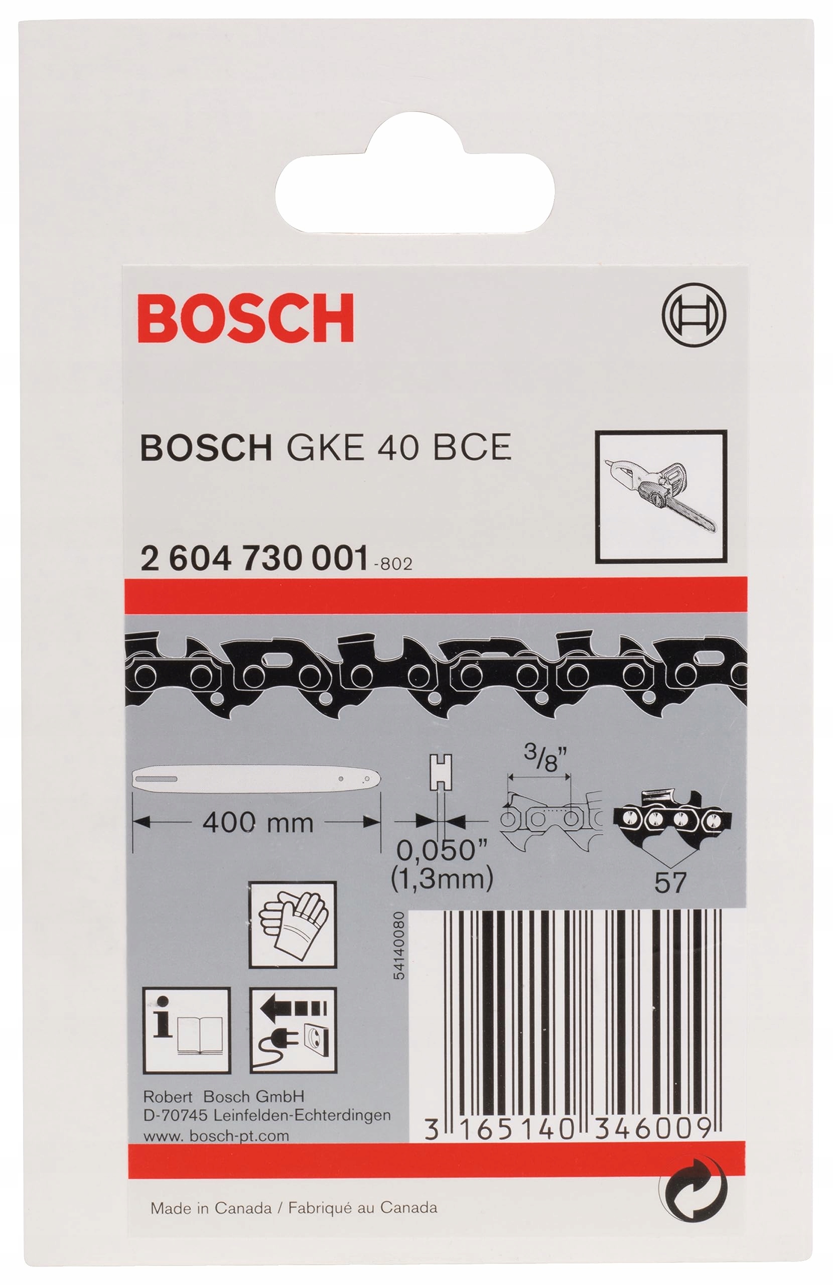 Trwały Łańcuch do Bosch Gke 40 Bce 2604730001 Silver-Chrome