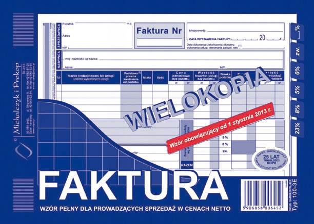 

Druk Faktura Vat A5 wielokopia typ 100-3E
