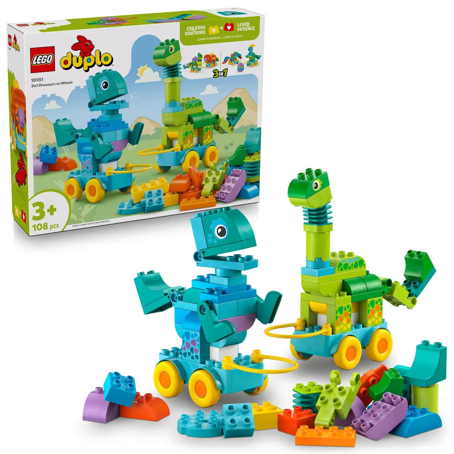 Lego Duplo 3v1 dinosauři na kolečkách 10451