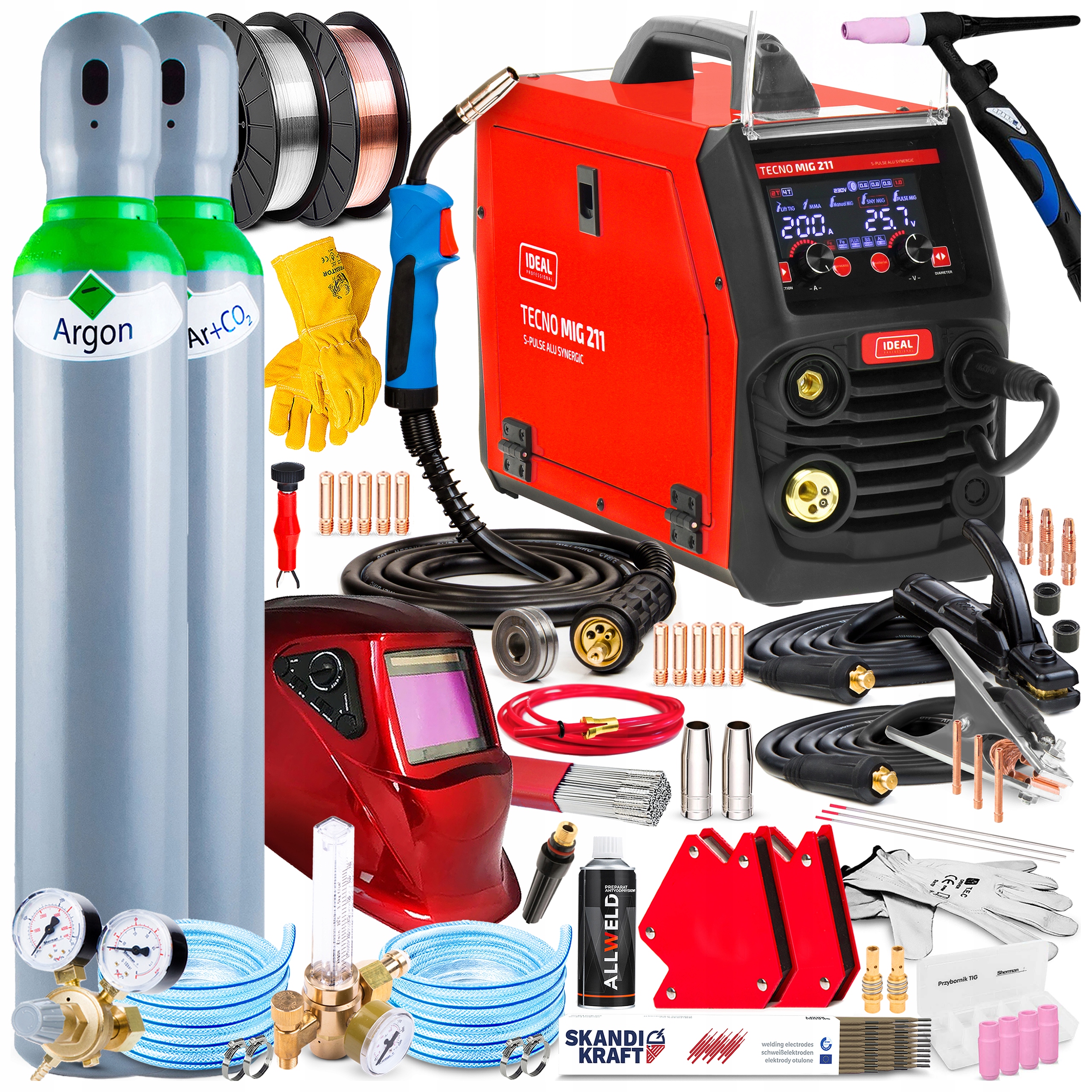 Poloautomatický Svařovací Stroj Ideal Tecno Mig 211 S-pulse Alu Synergic 200A 230V