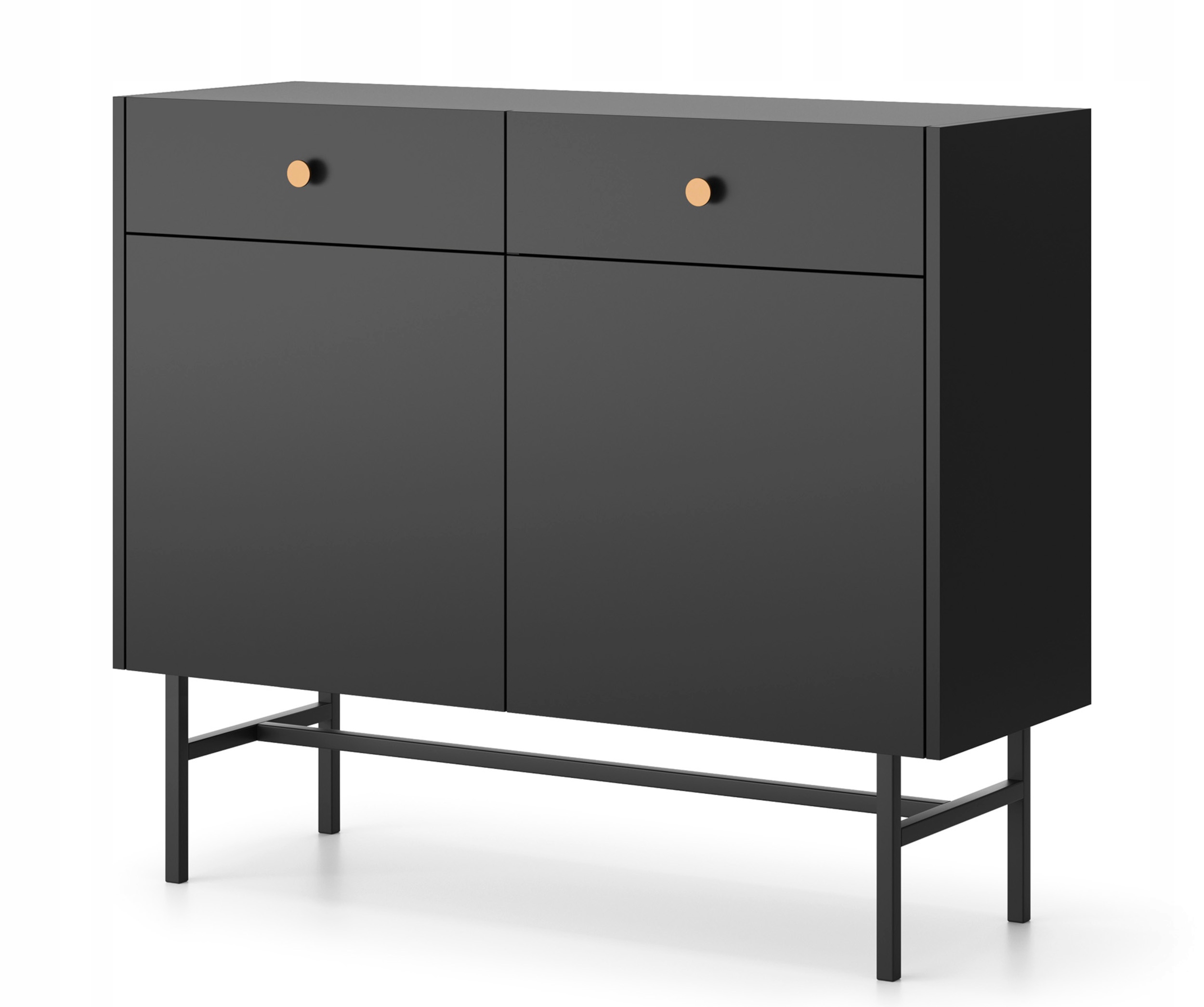 Dvoudveřová komoda Divenos se zásuvkami 104 cm, černá
