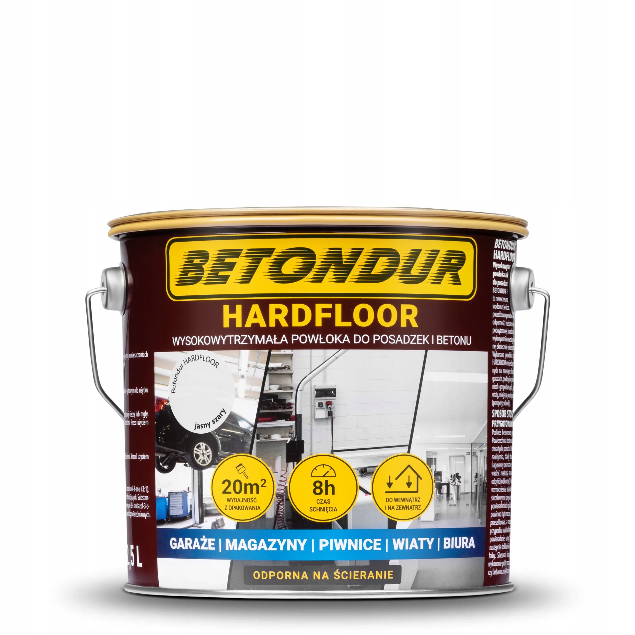 Barva Betondur Hardfloor pro podlahy z Betonu 2,5L Trvalá povrchová úprava Světle šedá