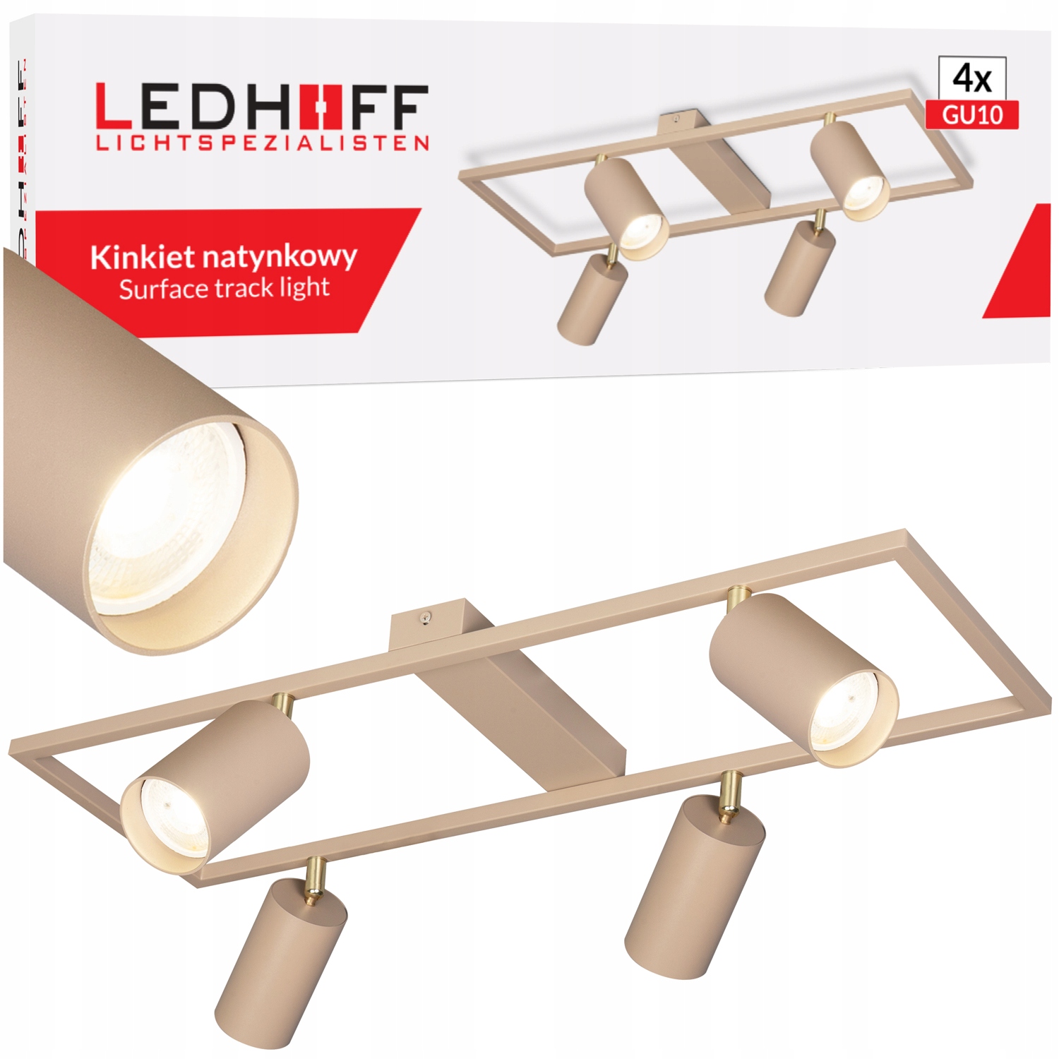 Stropní svítidlo Led nástěnná lampa béžová 4x GU10 halogenové svítidlo Spot