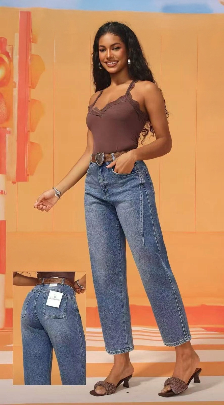 M.Sara Modne Damskie Spodnie Jeansowe Wysoki Stan Baggy limitowana edycja