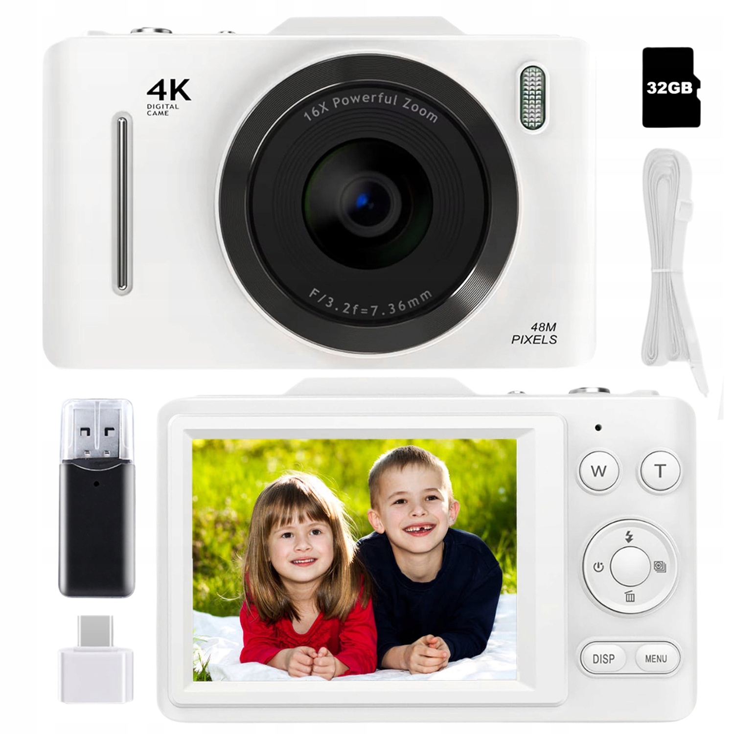 Přenosný Digitální Retro Fotoaparát 4K Full Hd 48MP 16X Zoom 32GB Karta