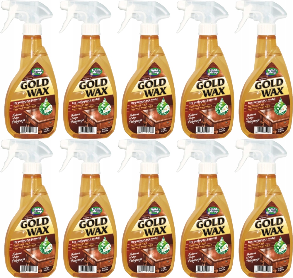 Płyn do pielęgnacji mebli Gold Drop Gold Wax, z rozpylaczem 400ml x 10 Szt