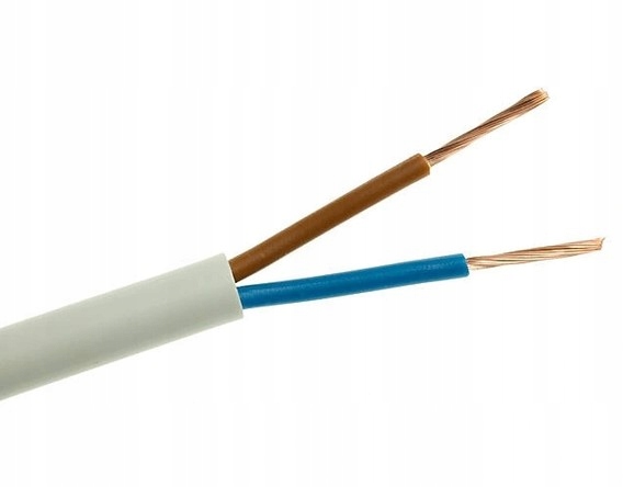 Elektrokabel Przewód Omy 2x1,0 mm2 HO3VV-F Tu biały krążek 100m