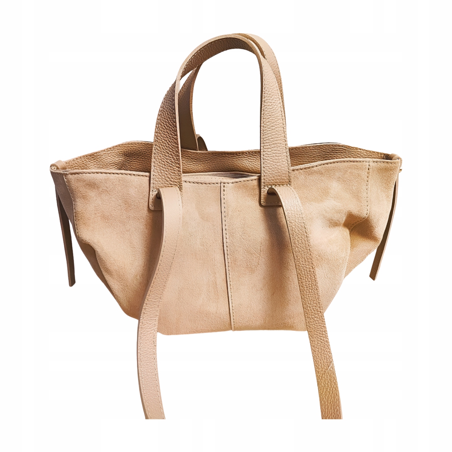 Laura Biaggi mini shopper kabelka z broušené kůže béžová