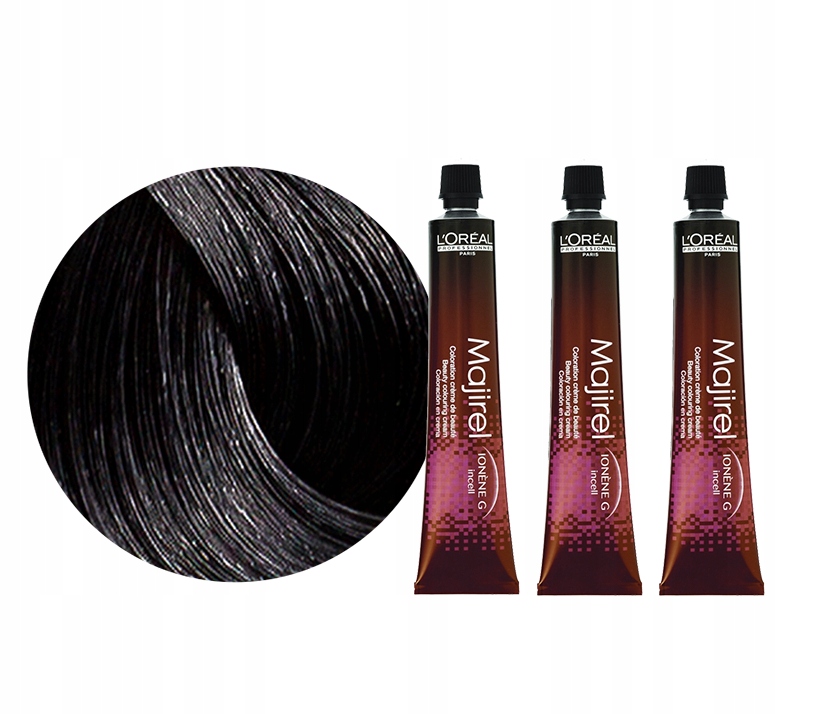 Loreal Majirel 1 trvalá barva na vlasy, barva černá, 3 x 50 ml, sada