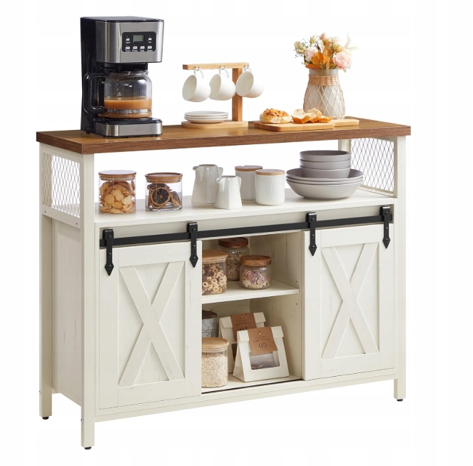 SZAFKA KUCHENNA VASAGLE Z DRZWIAMI PRZESUWNYMI 100 CM – VINTAGE BIAŁY