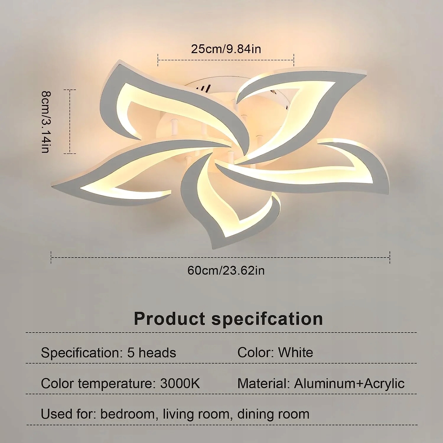 LAMPA SUFITOWA LED PLAFON NOWOCZESNY ŻYRANDOL 60W 3000K DO SYPIALNI Kod producenta WWC-30839720-2