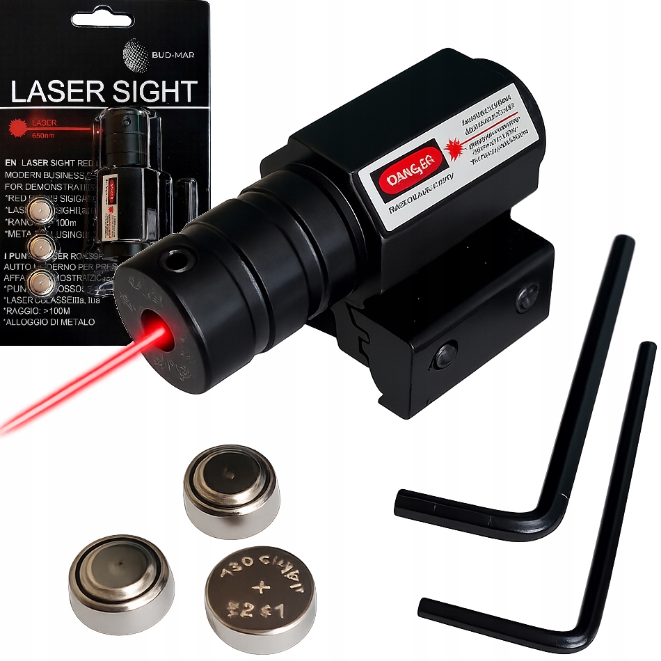 Celownik laserowy na broń lufę i szynę montaż typ weaver Asg laser czerwony