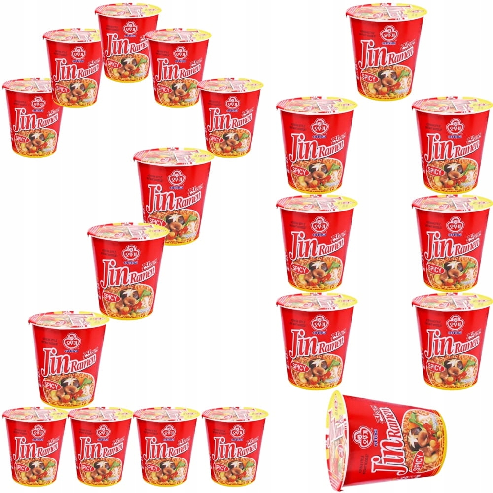 20x Koreańska Zupka Błyskawiczna Instant Jin Ramen Hot Kubek Cup 65g Ottogi