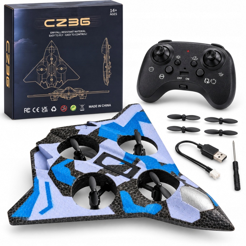 Dron Samolot Myśliwiec Rc Zdalnie Sterowany Dla Dzieci 2.4GHz Led Pilot 14+