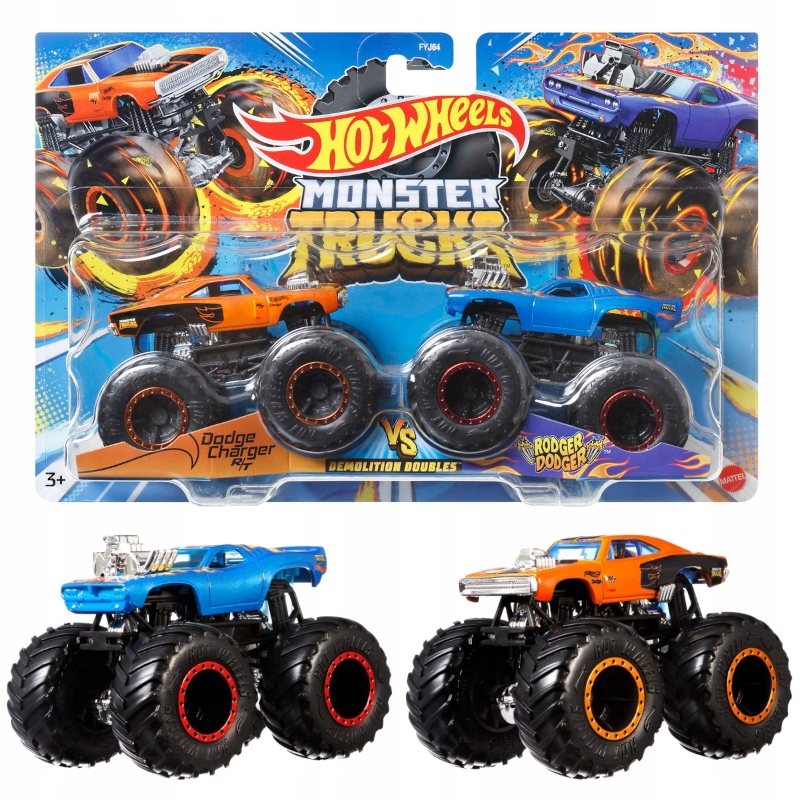 HOT WHEELS MONSTER TRUCKS DEMOLITION DOUBLES POJAZDY DODGE VS RODGER DODGER