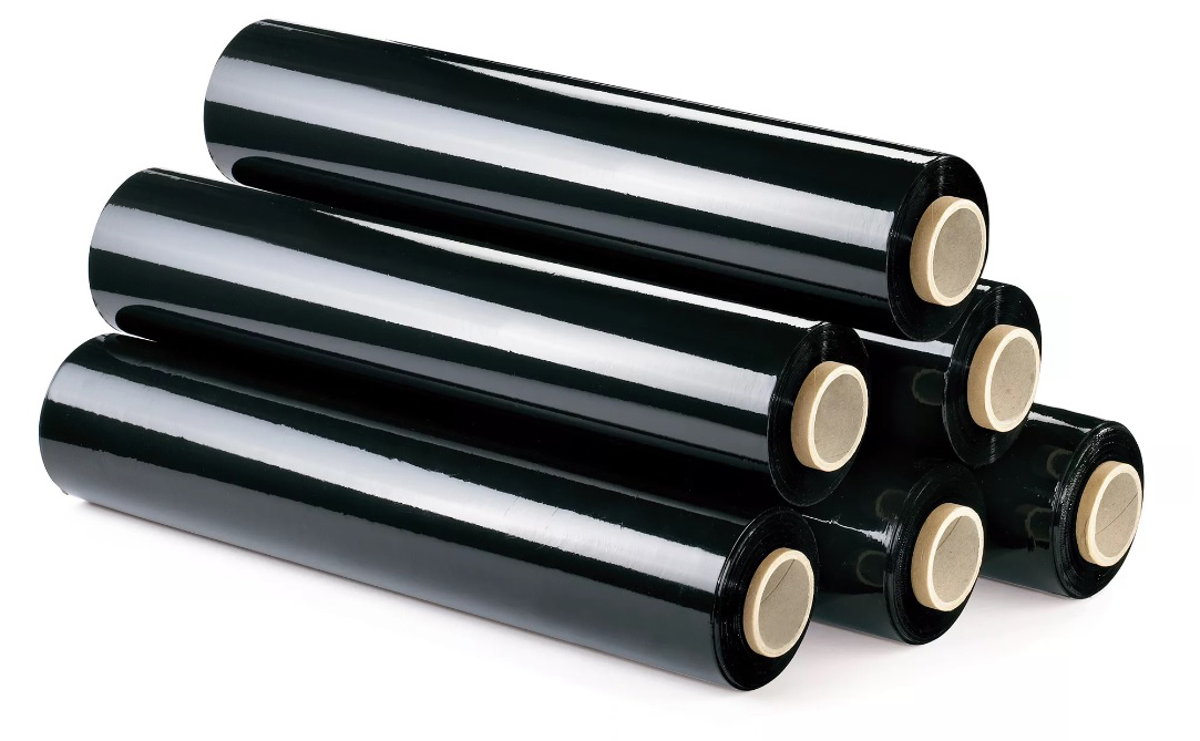 FOLIA STRETCH 1,5KG STRECZ CZARNA ROLKA MOCNA Kolor czarny