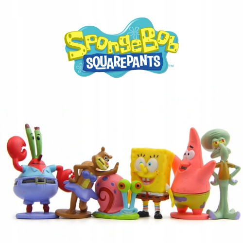 

6x figurki Spongebob Kanciastoporty akwarium tort
