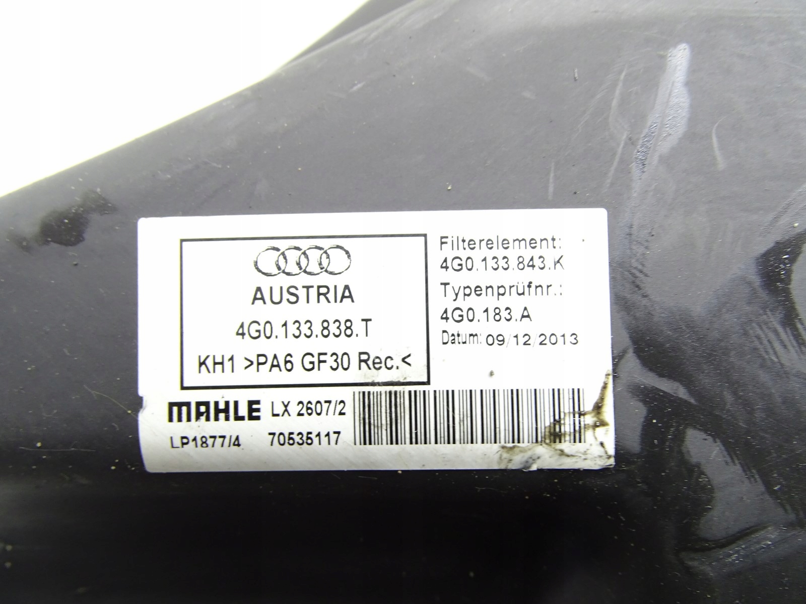 Gehäuse filter luft AUDI A6 C7 2.0 TDI 4G0133838T