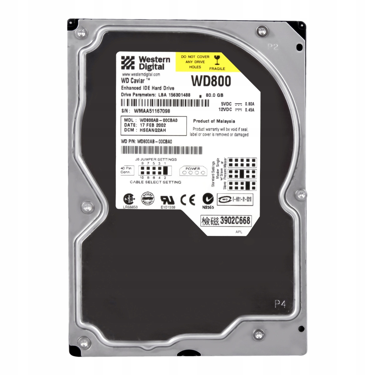 Wd Caviar 80GB 5.4K 2MB Ata 3.5'' WD800AB
