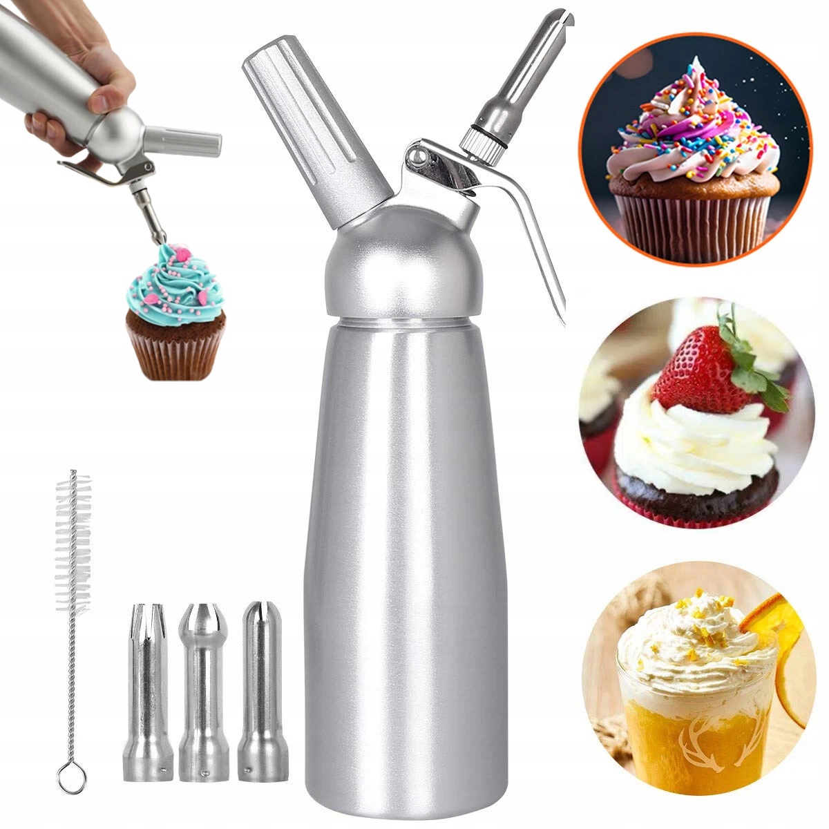 Sada Sifonů Na Šlehačku Nerezová Ocel S Příslušenstvím