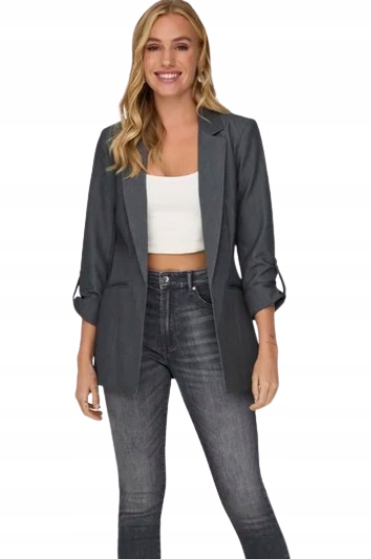 Only Dámské Šedé Sako Elegantní Bez Zapínání 36 Jpa