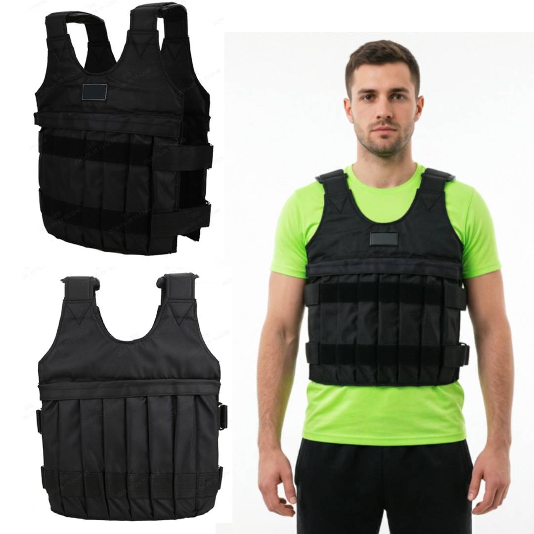 Zátěžová Vesta 20 kg Pro Cvičení Se Zátěží, Regulovatelná, Tréninková