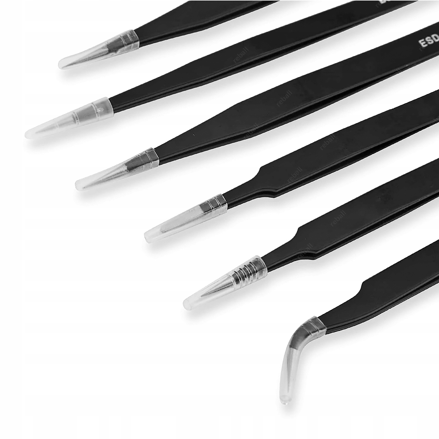 6x PĘSETA PRECYZYJNA PINCETA METALOWA PENSETA DO BRWI RZĘS ESD RT0211 Model RT0211