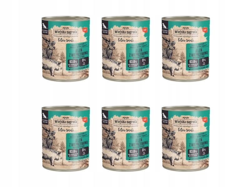 Karma dla psa Wiejska Zagroda Leśne smaki Jeleń z wieprzowiną 6 x 800 g
