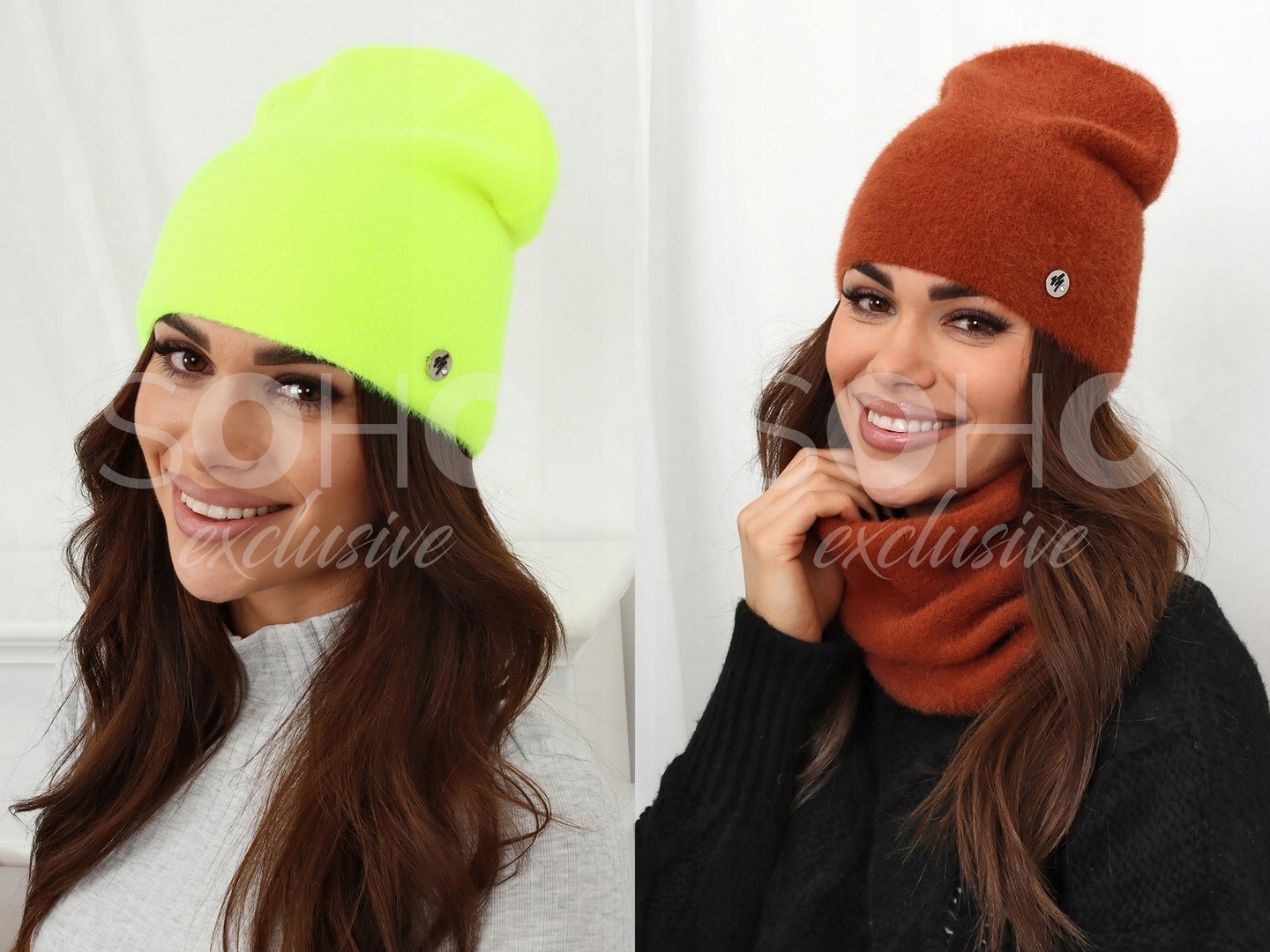 CZAPKA ALPAKA GŁADKA DAMSKA CIEPŁA WYGODNA DAMSKA SPORTOWA KOLORY 2110 Wzór dominujący aztecki