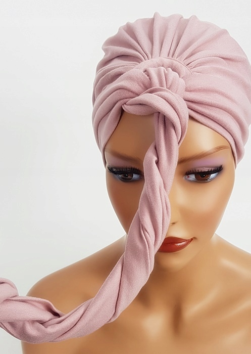 Turban Sejla róż chusta bez wzoru marszczona także po chemioterapii Kod producenta 4533