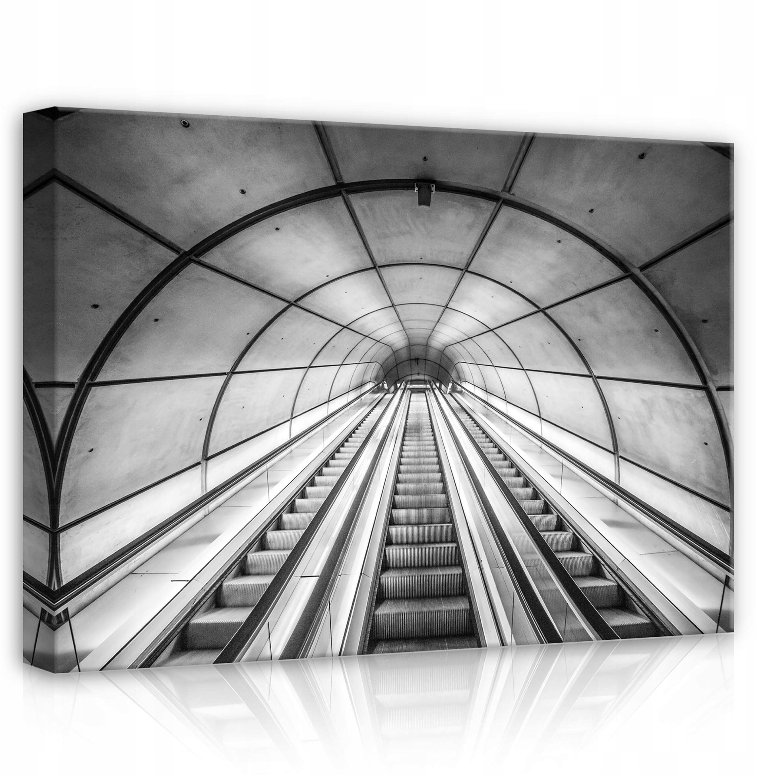 Obraz 70x50 Eskalátor Metro Zvedání Perspektiva Symetrie Černobílá