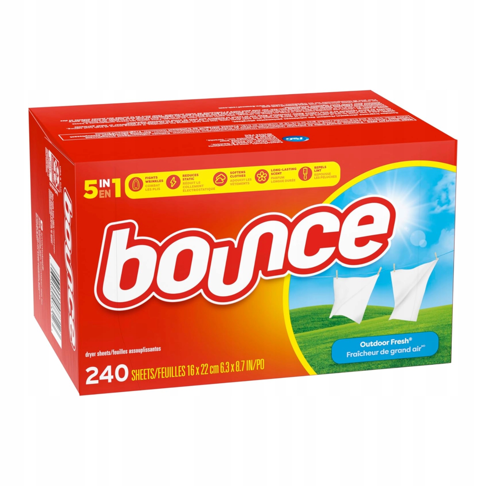 Ubrousky do sušičky prádla změkčující a vonné Outdoor Fresh Bounce 240 ks