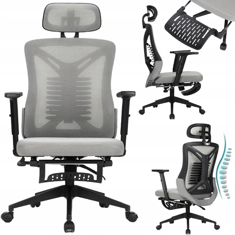 FOTEL BIUROWY ERGONOMICZNY KRZESŁO OBROTOWE Wygodny Regulowany Do Pracy