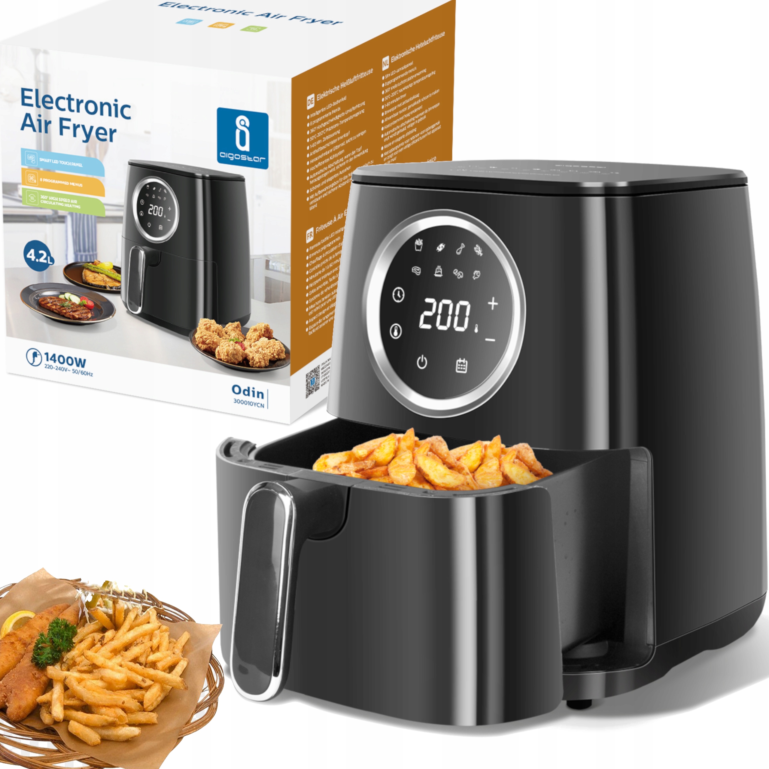 Frytkownica beztłuszczowa Aigostar 1400W 4,2L AirFryer Zdrowe Smażenie