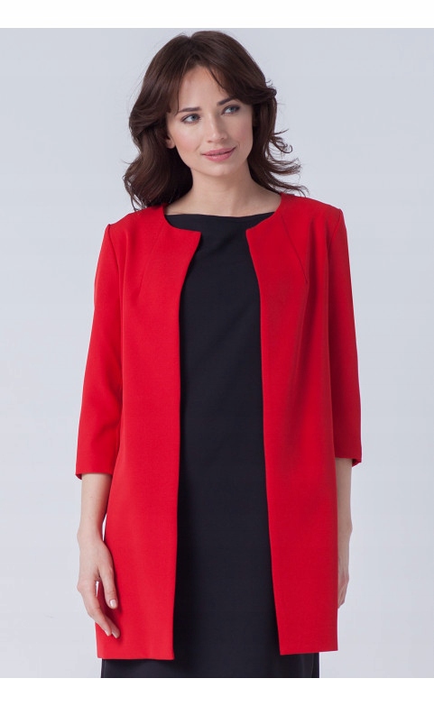 WIZYTOWY PŁASZCZ DŁUGI PROSTY ŻAKIET CZERWONY 50 Marka Choice