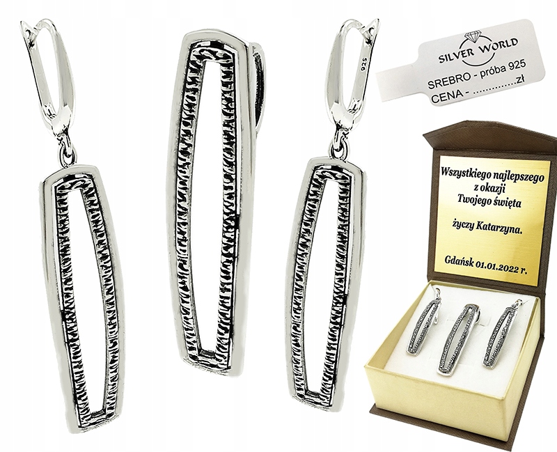 Komplet Dámských Stříbrných Šperků 925 Elegantní Gravírování Bonus Stříbro 925