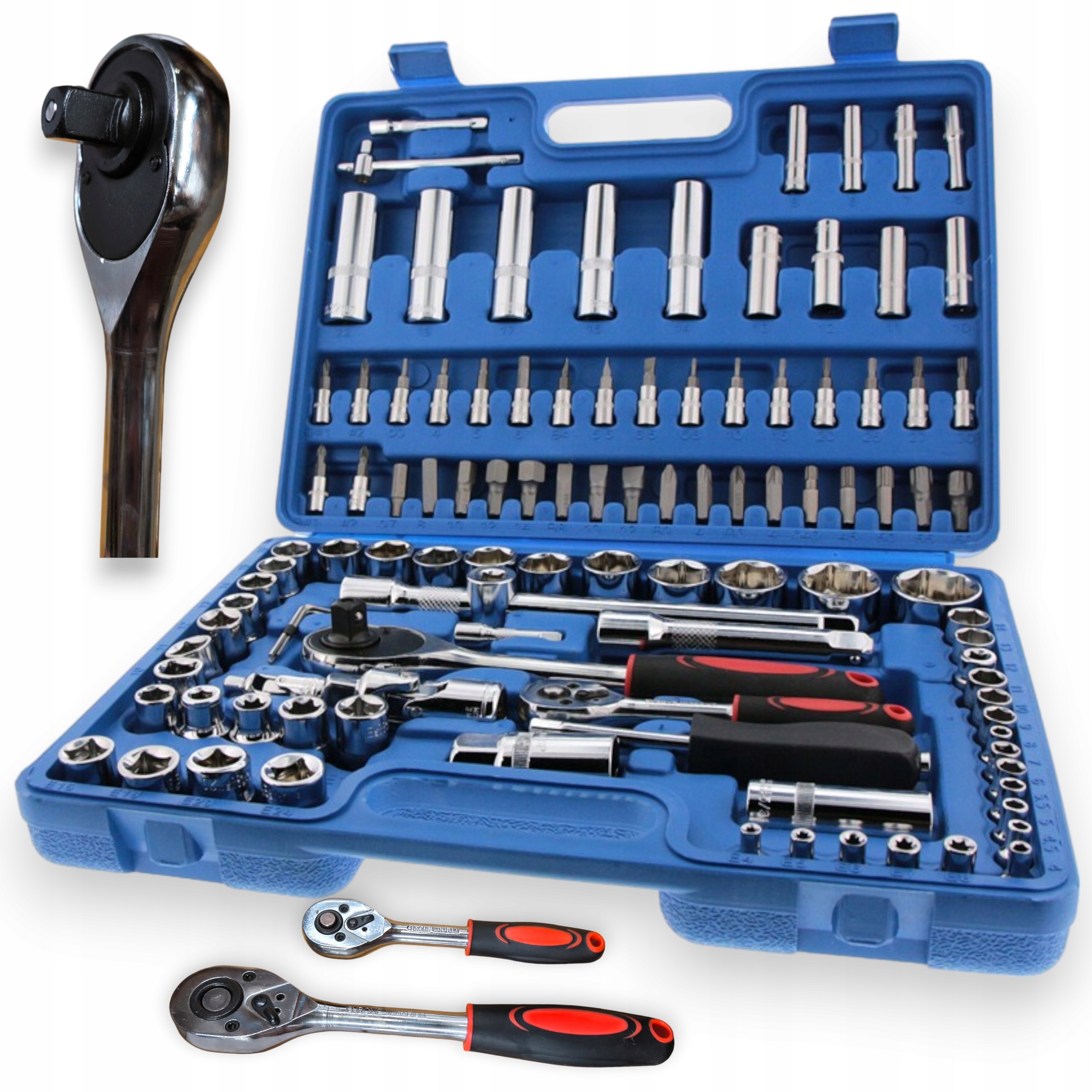 ZESTAW KLUCZE NASADOWE 108 szt BITY WALIZKA GRZECHOTKA TORX 1/2", 1/4"