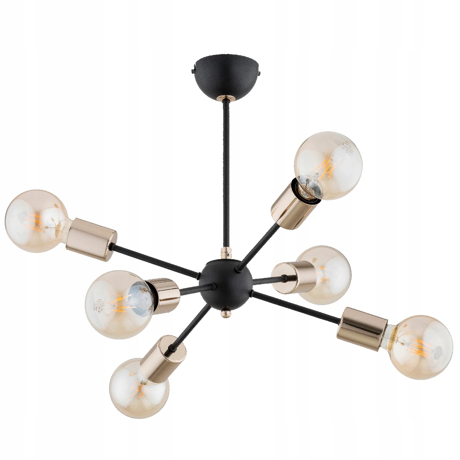 Alfa stropná lampa loft čierno-zlatá 6xE27 15W 45x49 cm Timos