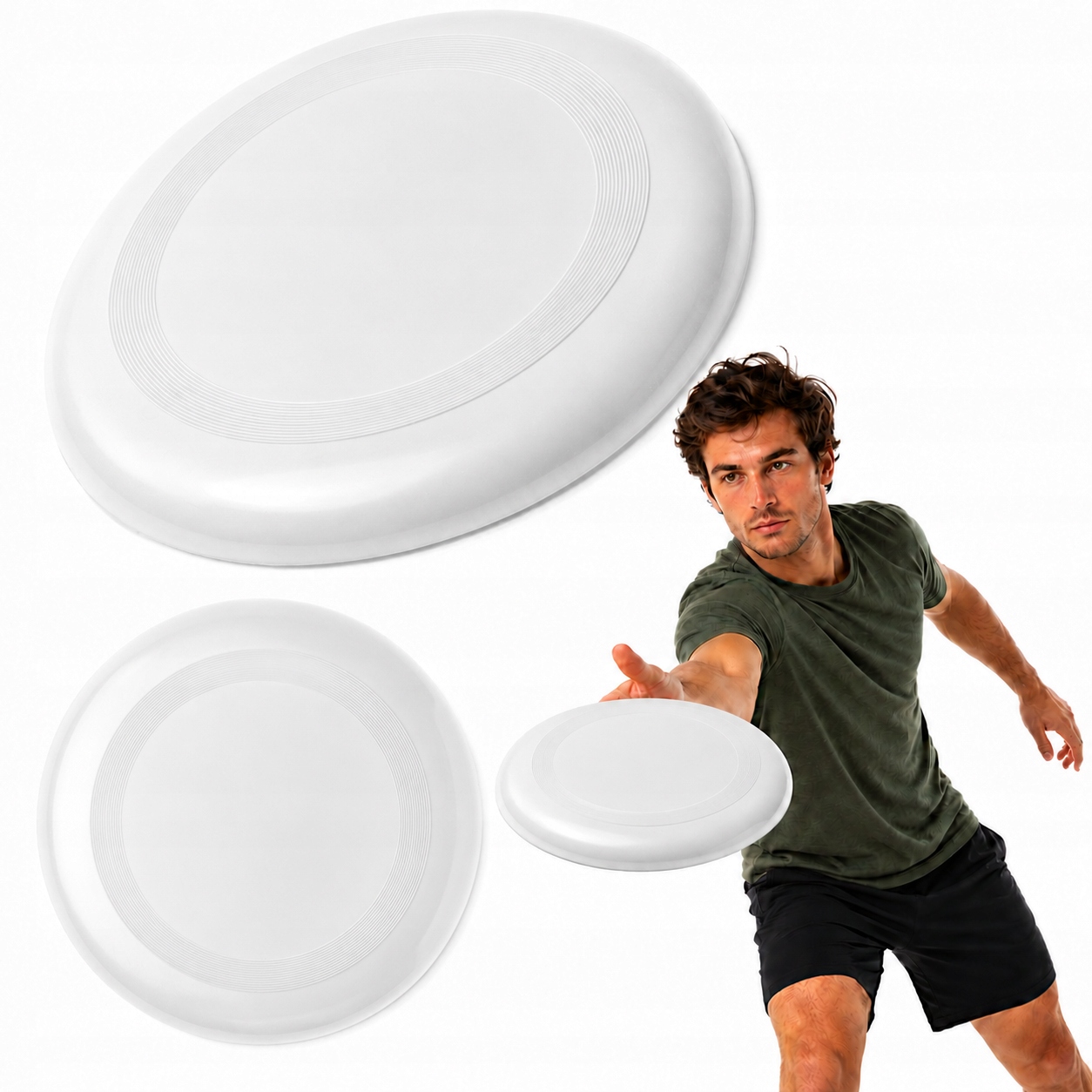 Klasyczne Frisbee Latający Dysk Talerz Do Rzucania Zabawy Gry Biały