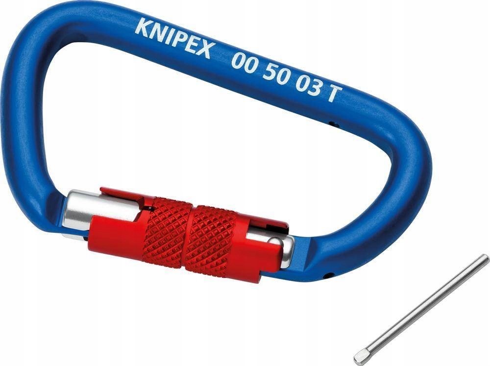 Knipex 00 50 03 T Bk hliníková karabinka 2 ks 48x12 mm 2kN pevná
