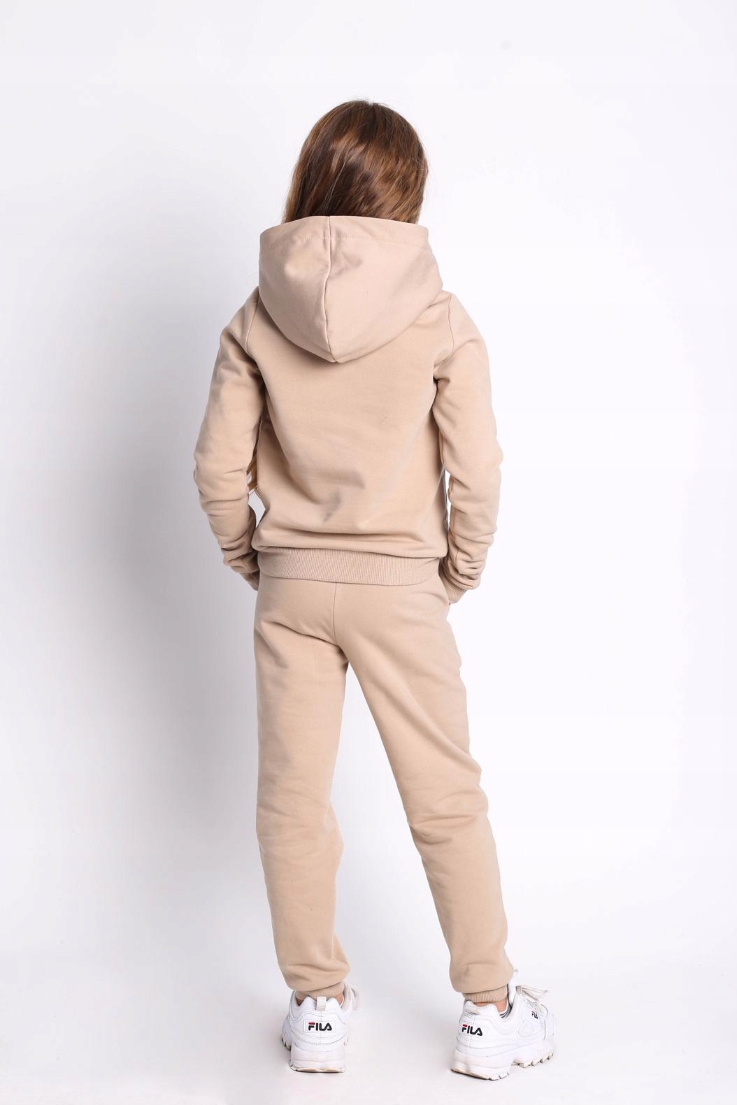 DZ01 BEŻ CIEPŁY DRES Z MESZKIEM KOMPLET 158 Rękaw długi rękaw