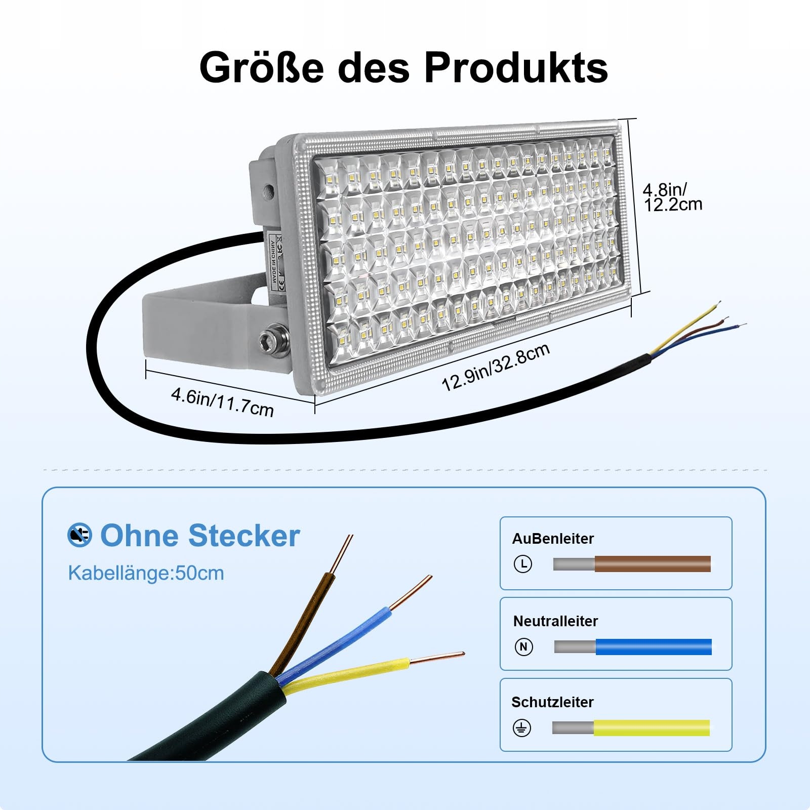 Naświetlacz LED 100W 14000lm 6500K IP67 Regulowany Ogród Garaż POWFUL — miniatura 7